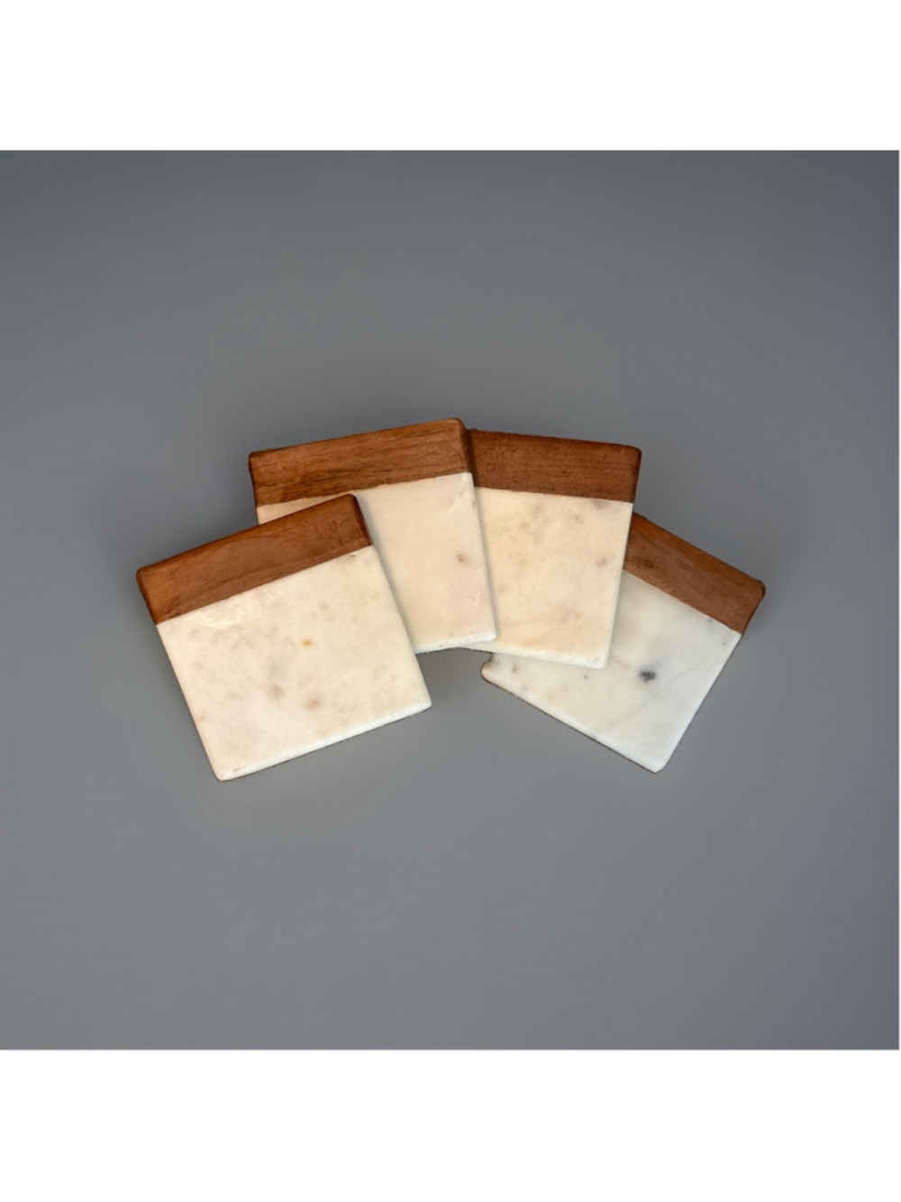 High End Marble/wood MCM Luxury Coasters, Heavy Lot Of 4